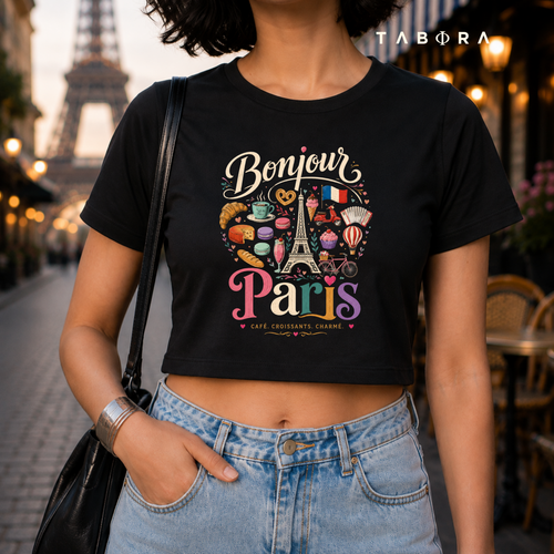 Bonjour Paris Crop Tee