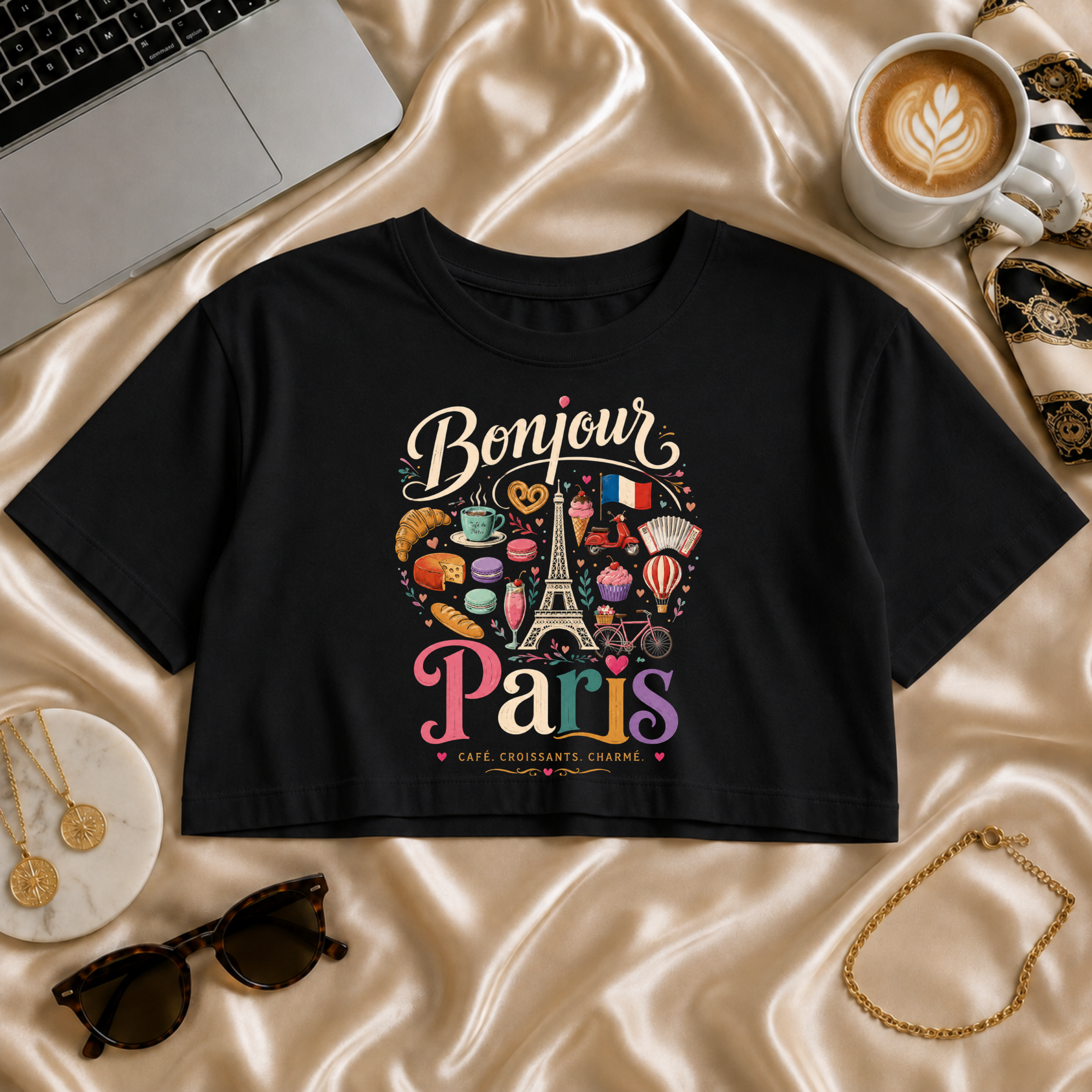 Bonjour Paris Crop Tee