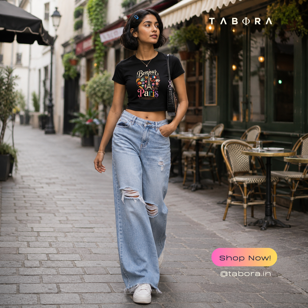 Bonjour Paris Graphic Crop Top