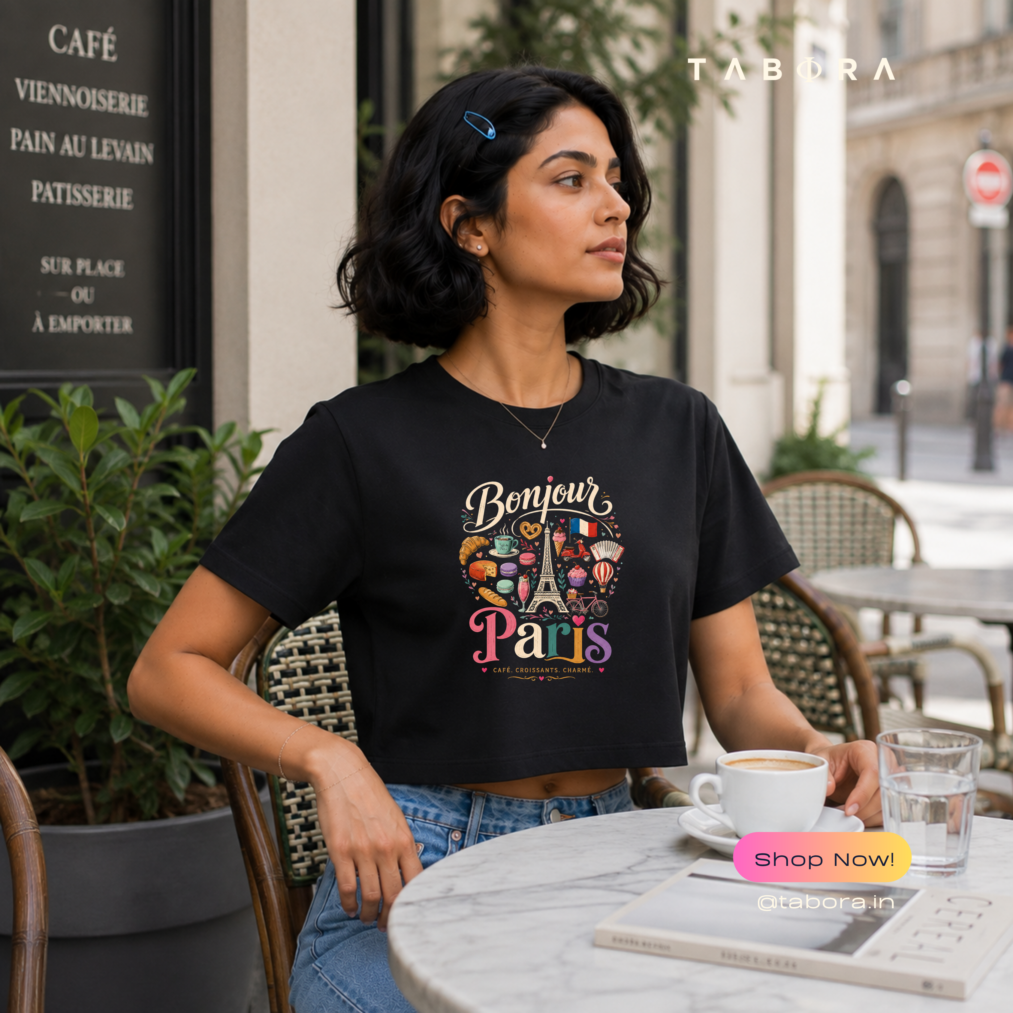 Bonjour Paris Crop Tee