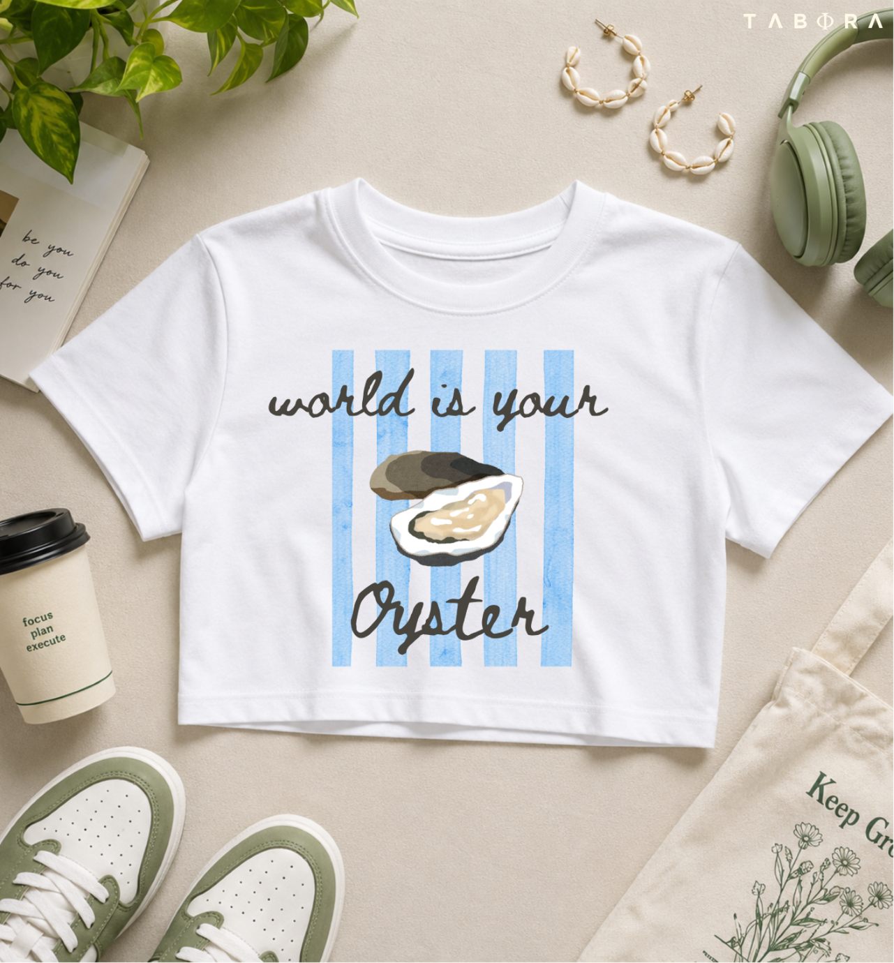 World is Your Oyster Crop Tee